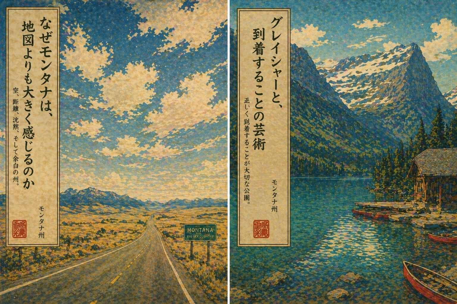 グレイシャー国立公園の湖と山の静かな風景